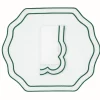 Stucco Linen Napkin and Placemat in White with Green Trim, Set of 2