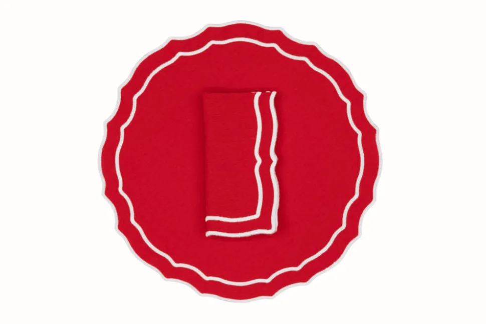 Stucco Red Linen Napkin and Placemat, Set of 2