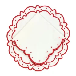 Studio Collection - Ava Napkins in White and Red, Set of 4