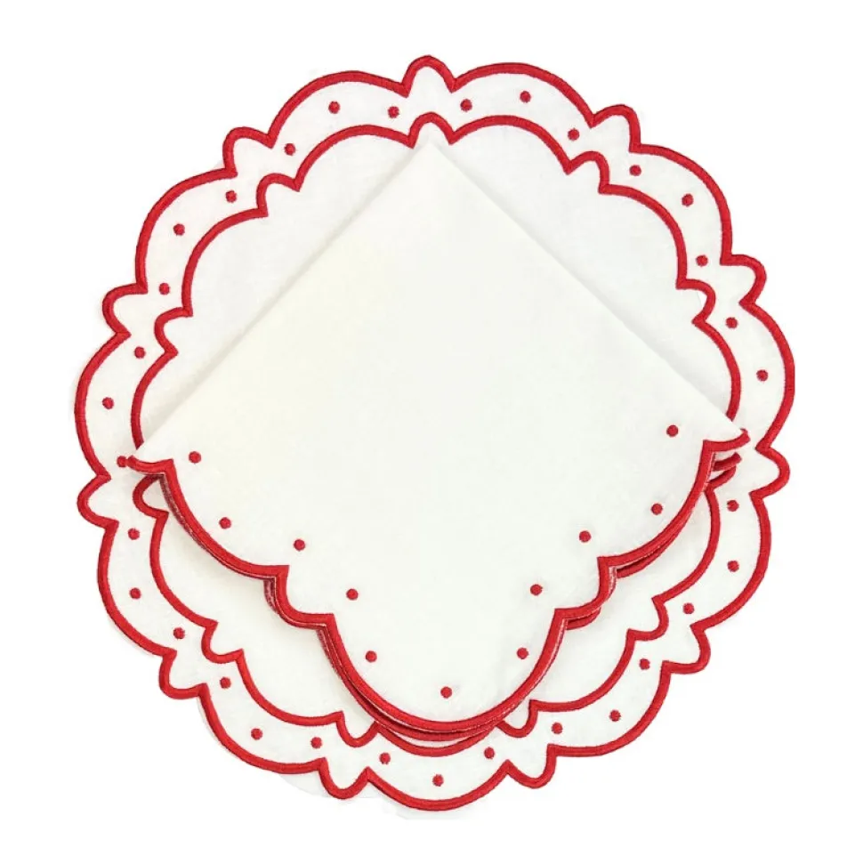 Studio Collection - Ava Napkins in White and Red, Set of 4