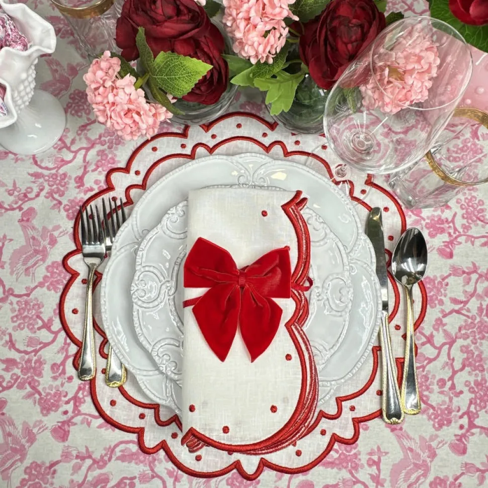 Studio Collection - Ava Napkins in White and Red, Set of 4