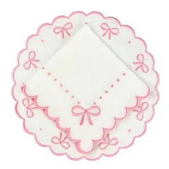 Studio Collection - Juliet Bows Placemats in White and Pink, Set of 4