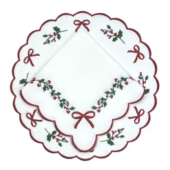 Studio Collection - Linen: Holly & Bows in Napkin, Set of 4