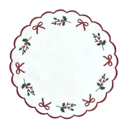 Studio Collection in Linen: Holly & Bows Placemat, Set of 4