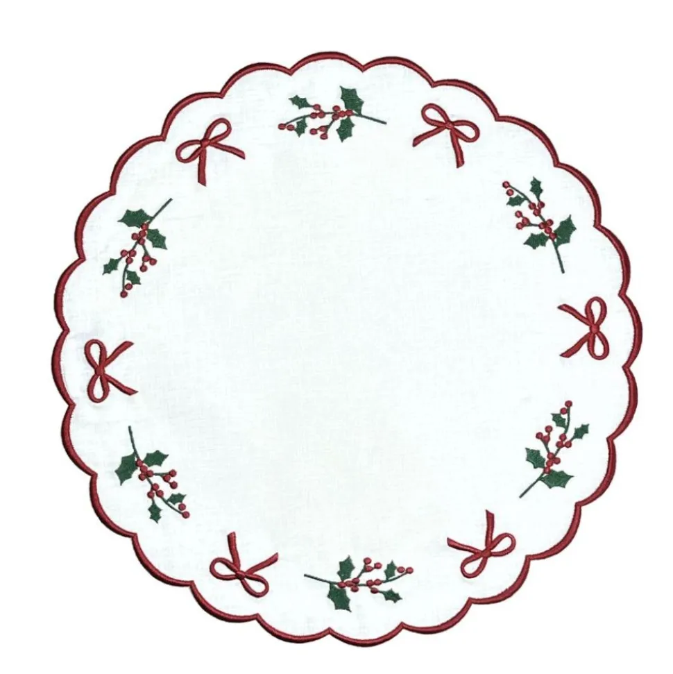 Studio Collection in Linen: Holly & Bows Placemat, Set of 4