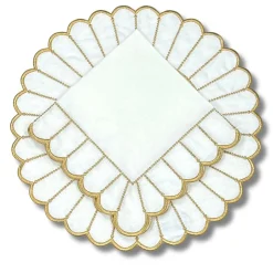 Studio Collection in Linen: Pippa Placemat in White/Gold, Set of 4