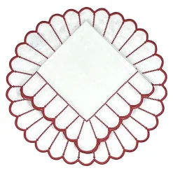Studio Collection in Linen: Pippa Napkin in White/Red, Set of 4