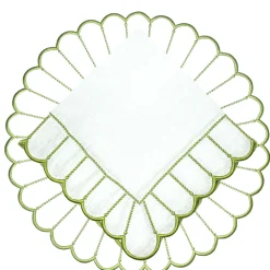 Studio Collection Pippa Napkins in White and Green, Set of 4