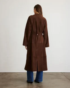 Suede Clayton Coat in Chocolate