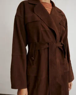 Suede Clayton Coat in Chocolate
