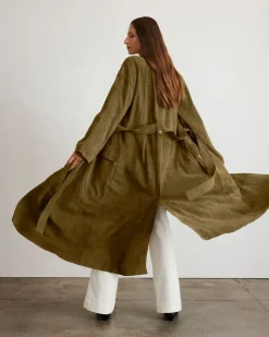 Suede Clayton Coat in Olive