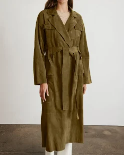 Suede Clayton Coat in Olive