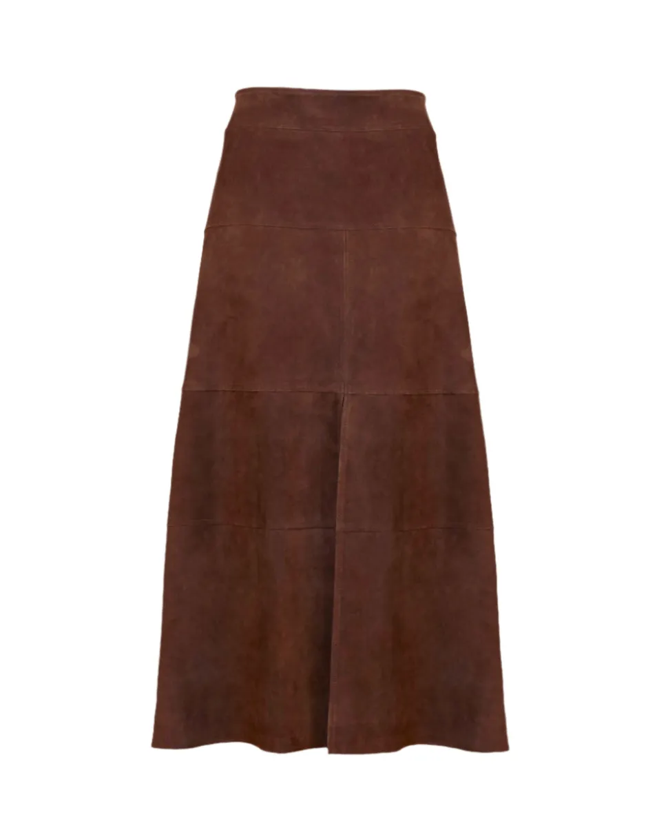 Suede Hudson Skirt in Chocolate