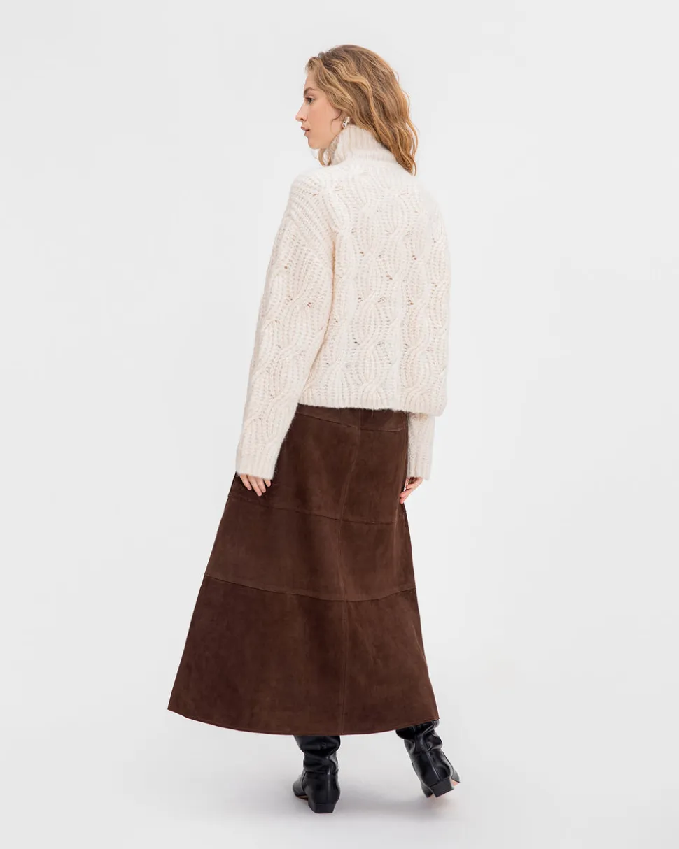 Suede Hudson Skirt in Chocolate