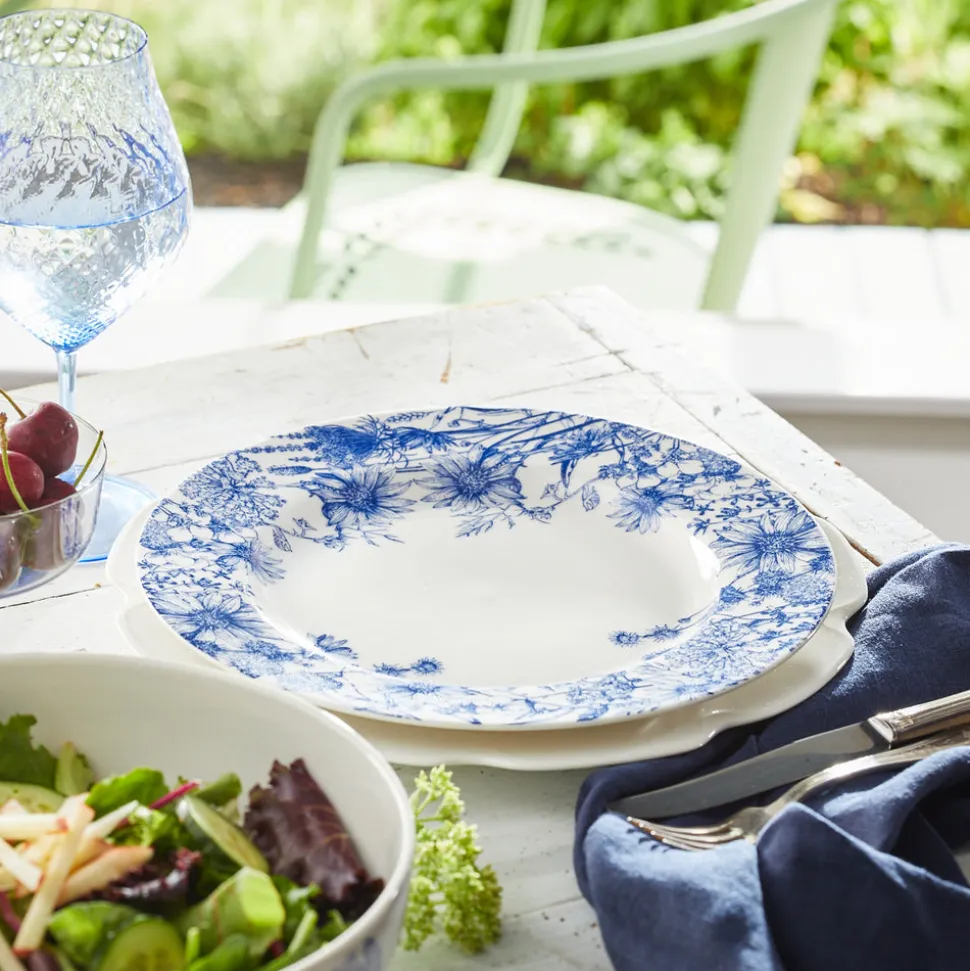 Summer Blues Rimmed Dinner Plate Blue