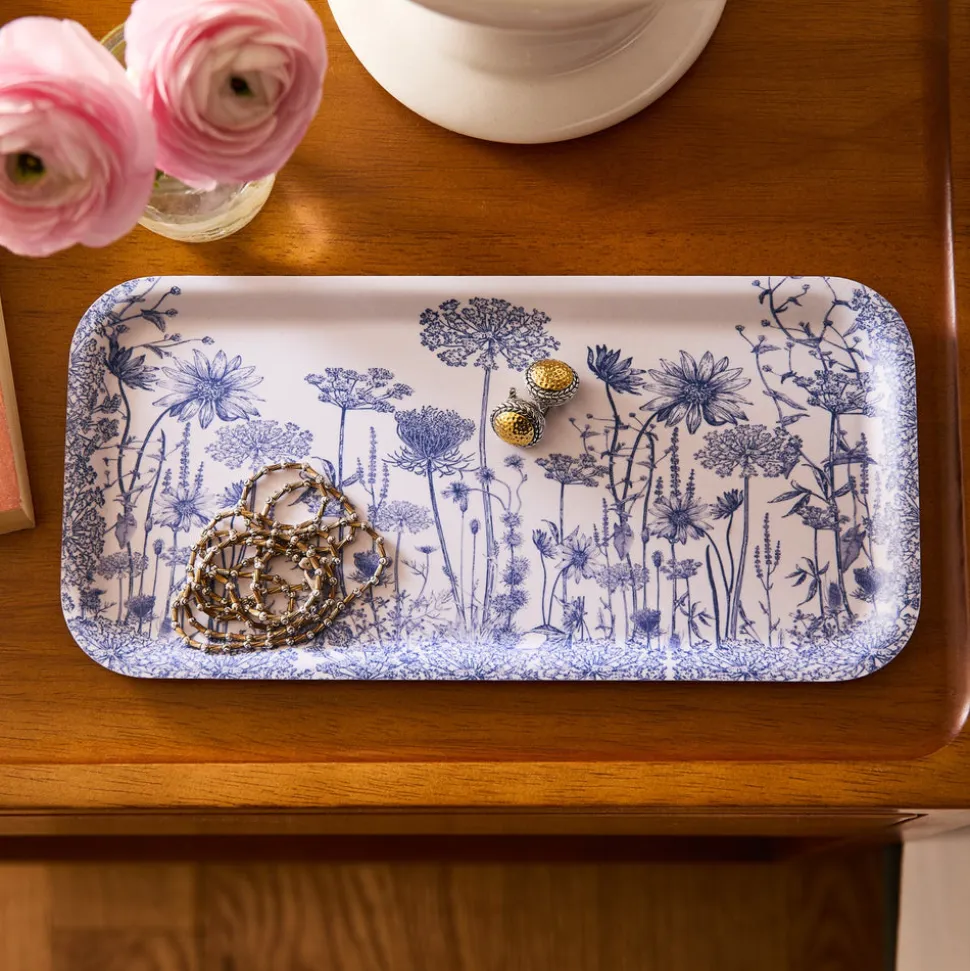Summer Blues Small Rectangular Birchwood Tray
