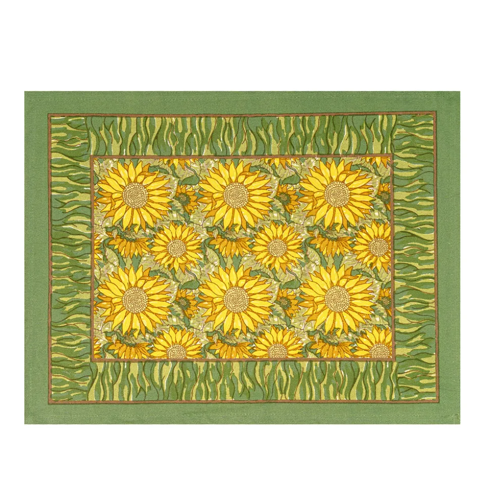 Sunflower Mats in Yellow & Green, Set of 6