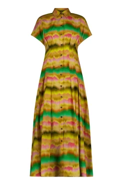 Sunset Cotton Seam Detail Shirtdress in Multi
