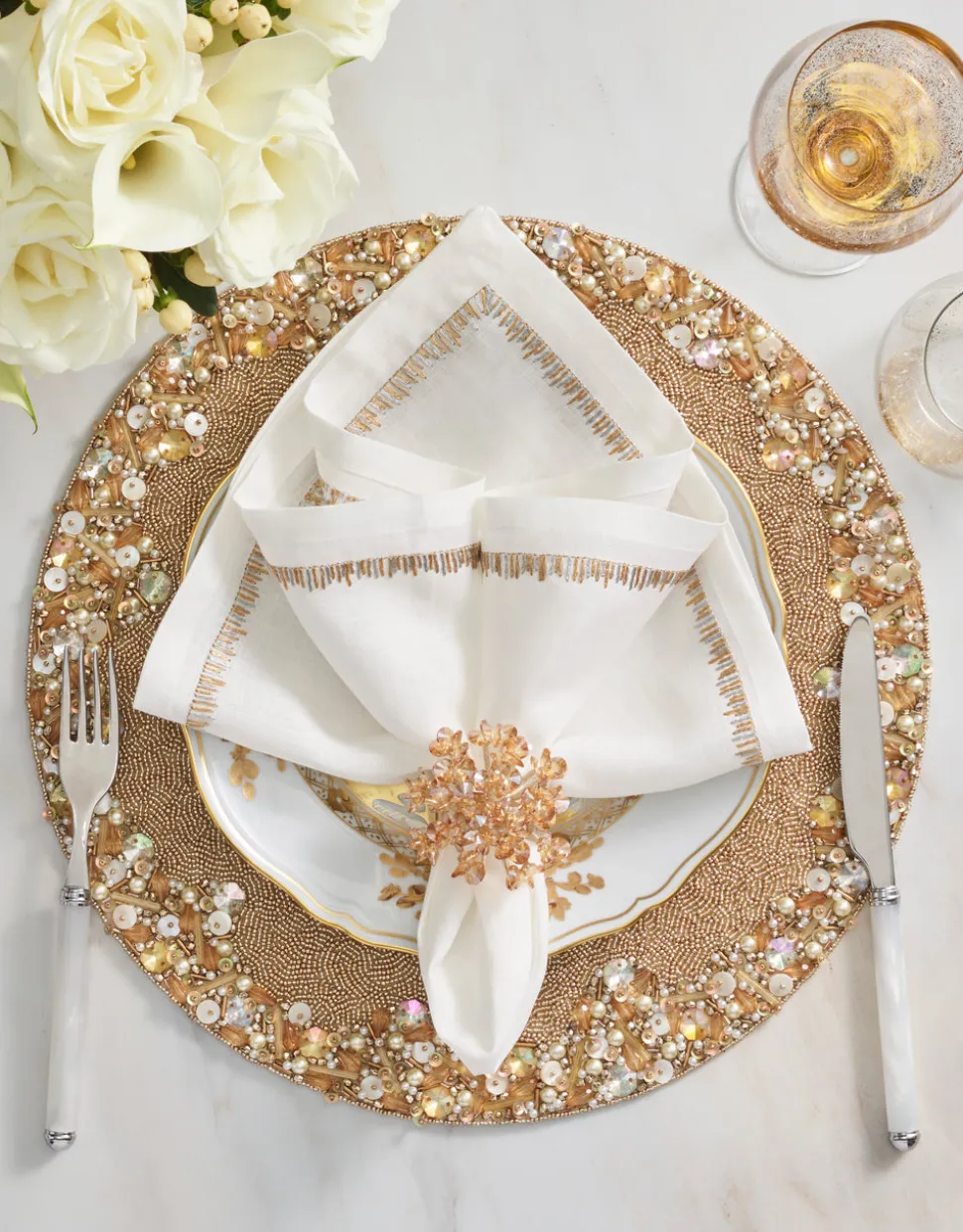 Supernova Placemat in Champagne & Crystal, Set of 2
