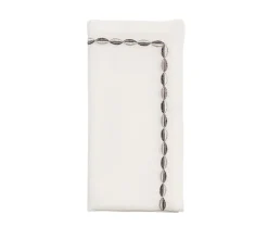 Swag Napkin in White, Gunmetal & Silver, Set of 4