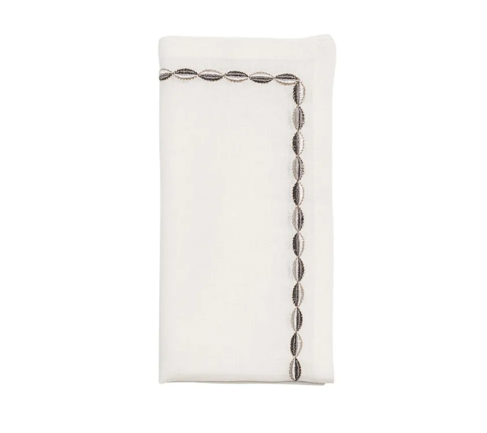 Swag Napkin in White, Gunmetal & Silver, Set of 4