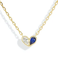 Sweetheart Necklace Diamond and Blue Sapphire