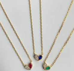 Sweetheart Necklace Diamond and Blue Sapphire