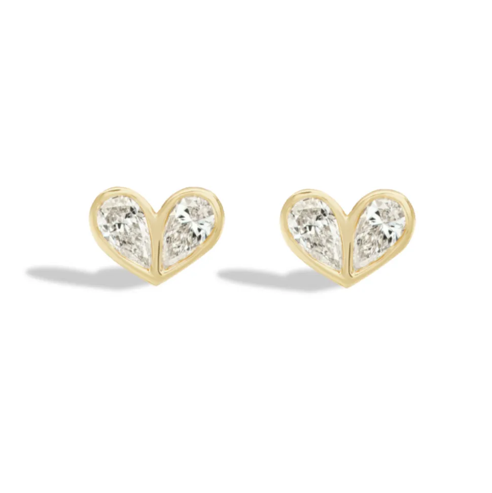 Sweetheart Studs in Diamond
