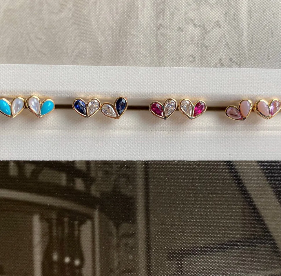 Sweetheart Studs in Diamond