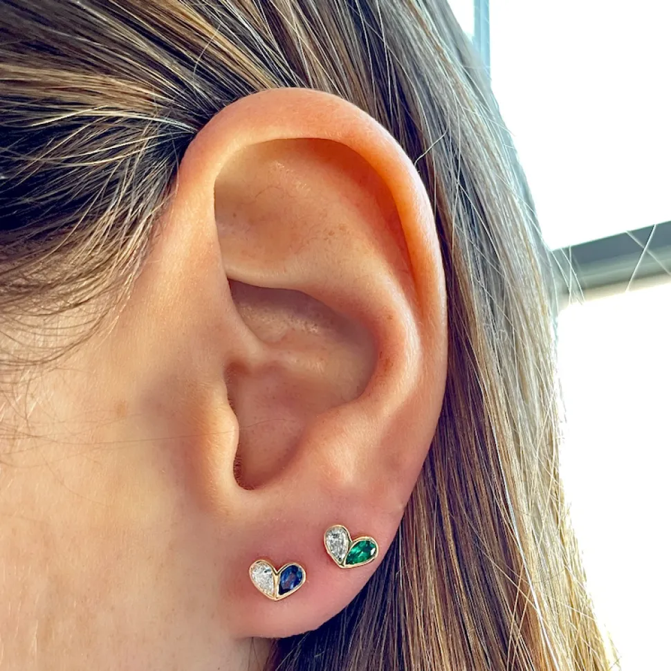 Sweetheart Studs in Diamond