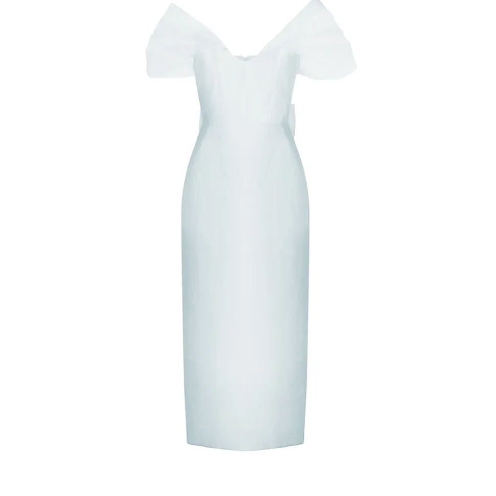 Sylvie Dress in Ice Blue Silk Wool