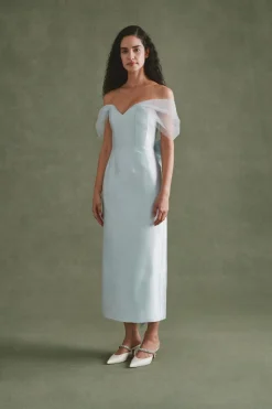 Sylvie Dress in Ice Blue Silk Wool