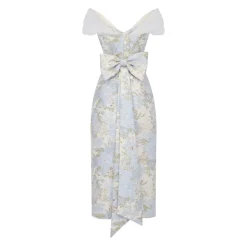 Sylvie Dress in Light Blue Floral Brocade