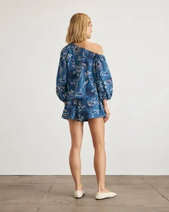 Tabitha Top in French Blue & Cream