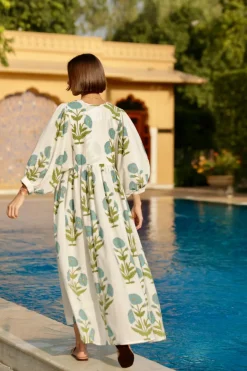 Taj Maxi Dress in Blue Flower