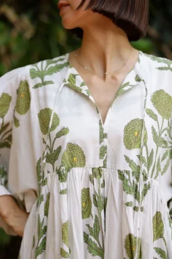 Taj Maxi Dress in Green Flower