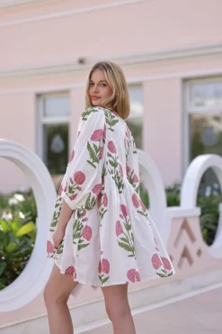 Taj Mini Dress in Pink Flower