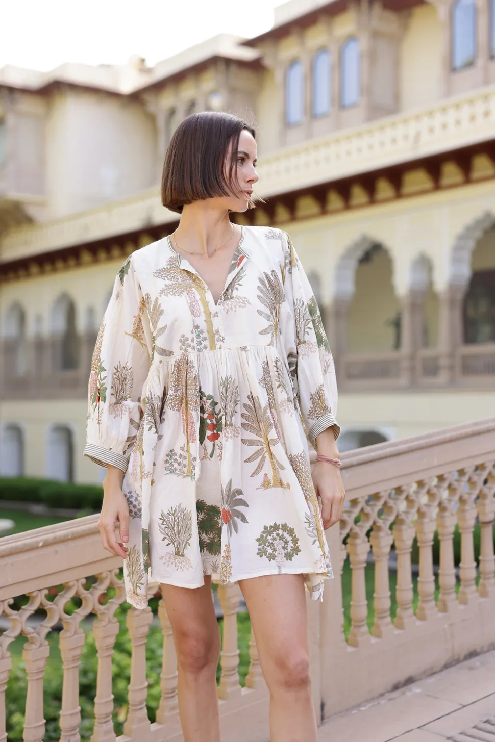 Taj Mini Dress Palm Natural