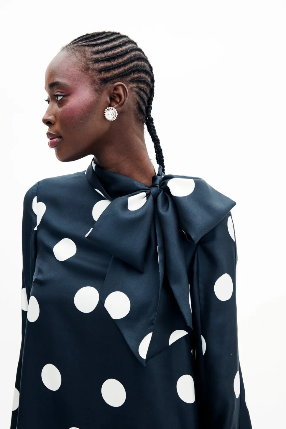 Talia Dress In Jumbo Dancing Dot Silk Twill