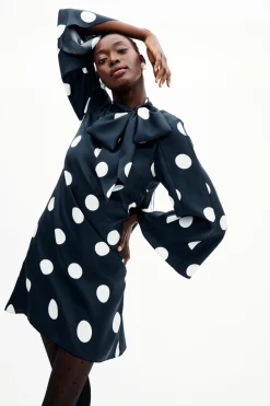 Talia Dress In Jumbo Dancing Dot Silk Twill