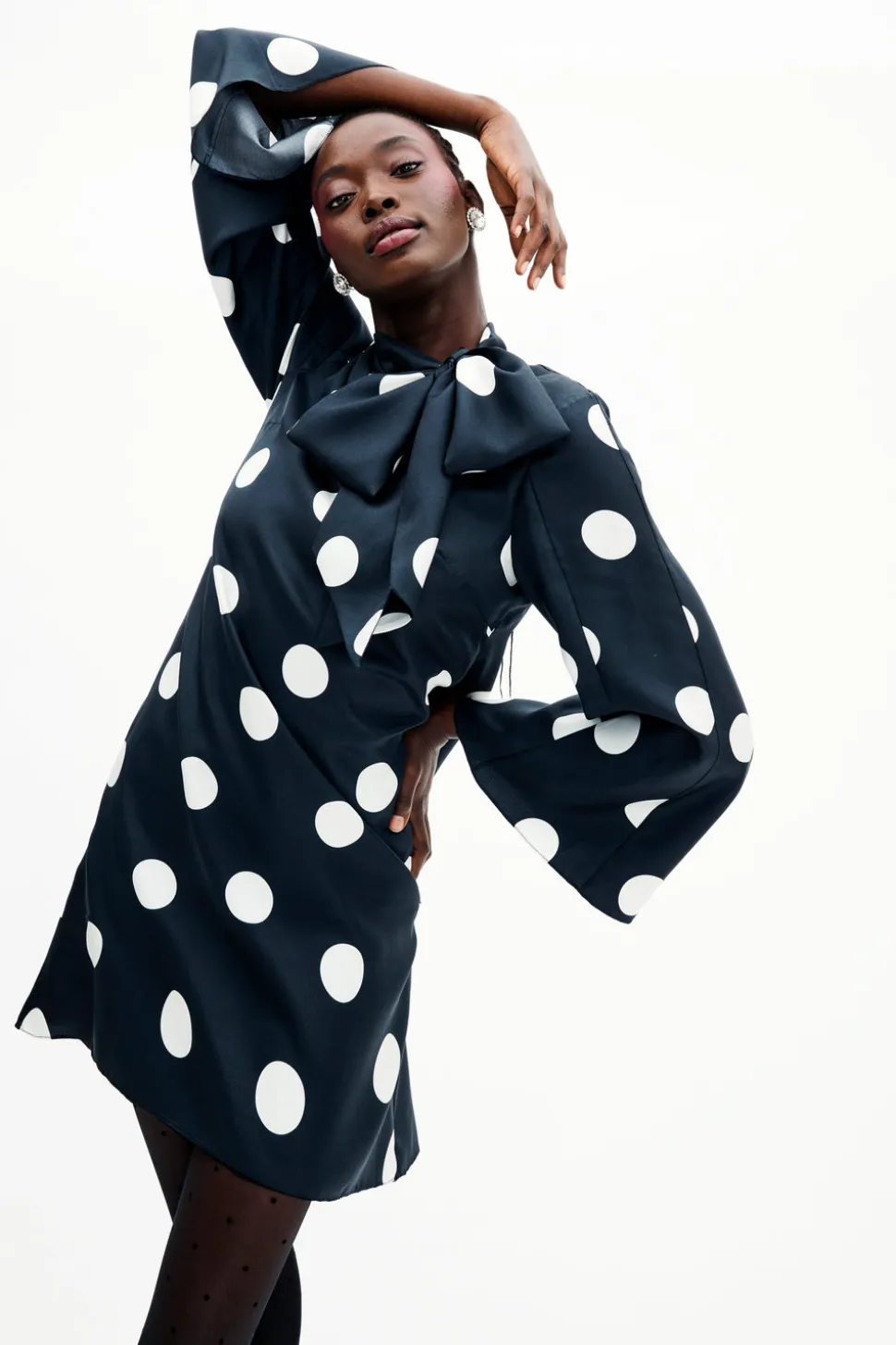 Talia Dress In Jumbo Dancing Dot Silk Twill