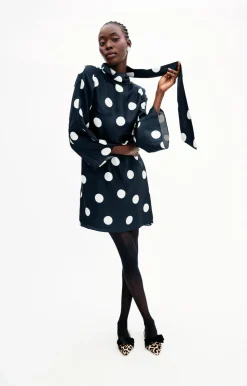 Talia Dress In Jumbo Dancing Dot Silk Twill