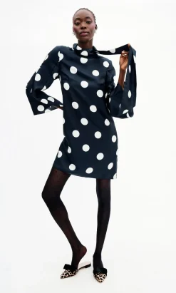 Talia Dress In Jumbo Dancing Dot Silk Twill