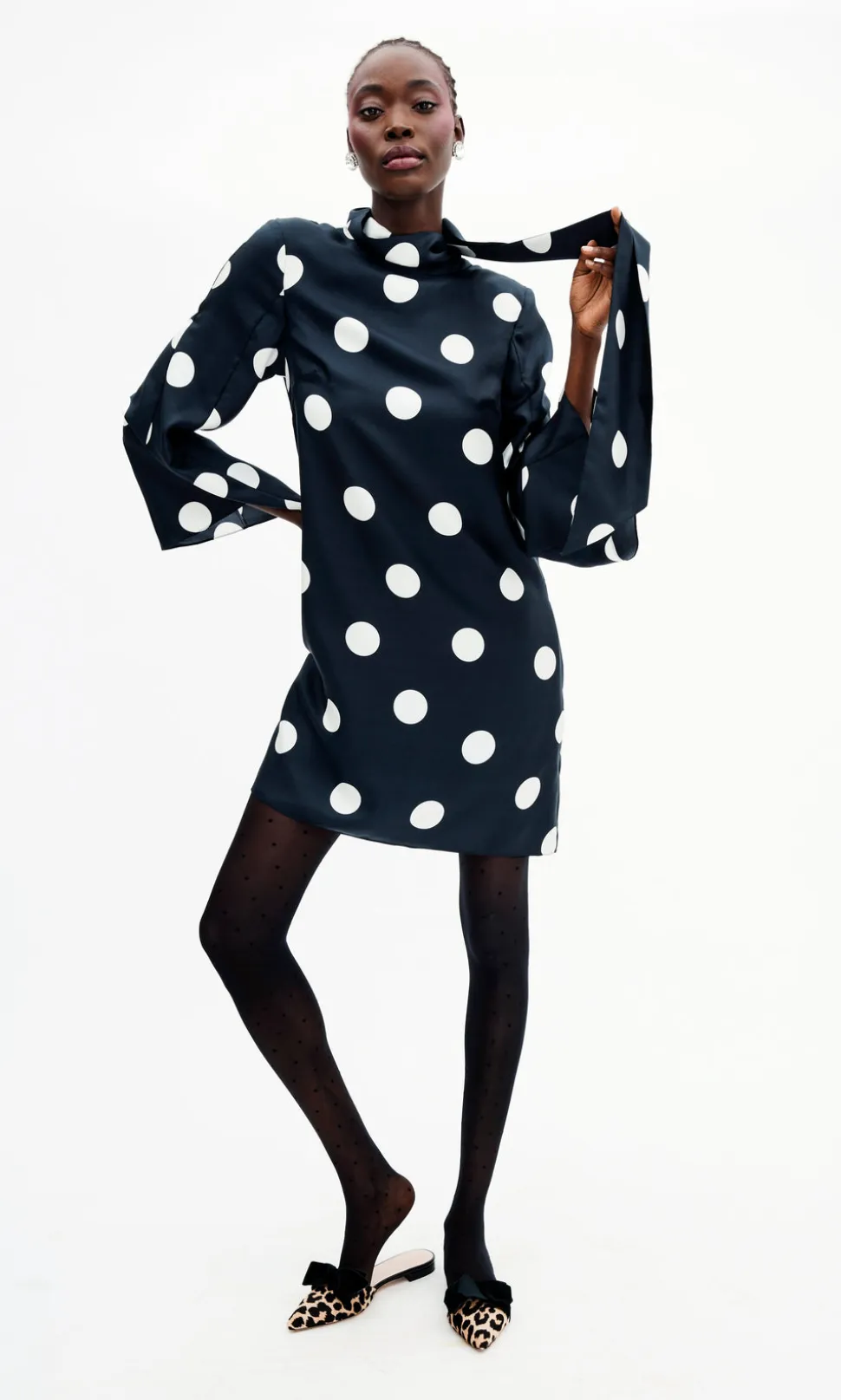 Talia Dress In Jumbo Dancing Dot Silk Twill
