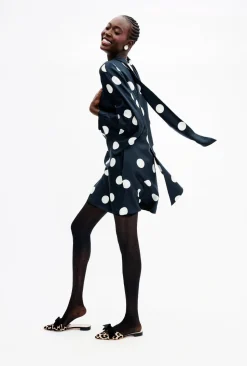Talia Dress In Jumbo Dancing Dot Silk Twill