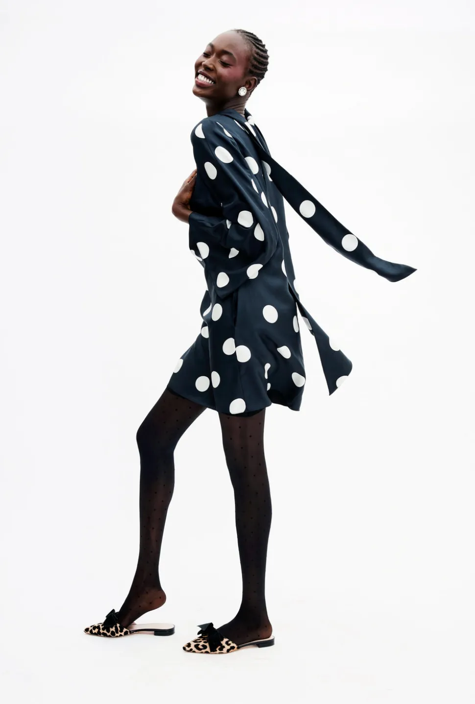Talia Dress In Jumbo Dancing Dot Silk Twill