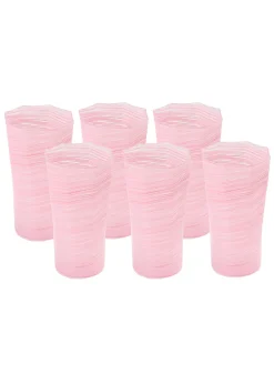 Tall Hand Blown Tumbler in Pink, Set of 6