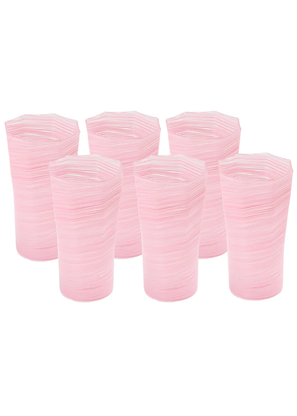 Tall Hand Blown Tumbler in Pink, Set of 6
