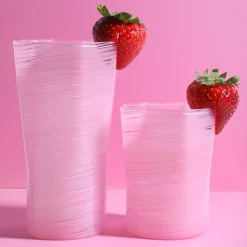 Tall Hand Blown Tumbler in Pink, Set of 6