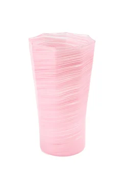 Tall Hand Blown Tumbler in Pink, Set of 6